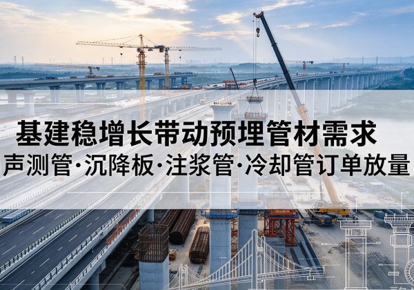 洪湖基建稳增长带动预埋监测管材需求，声测管、沉降板、注浆管订单持续放量